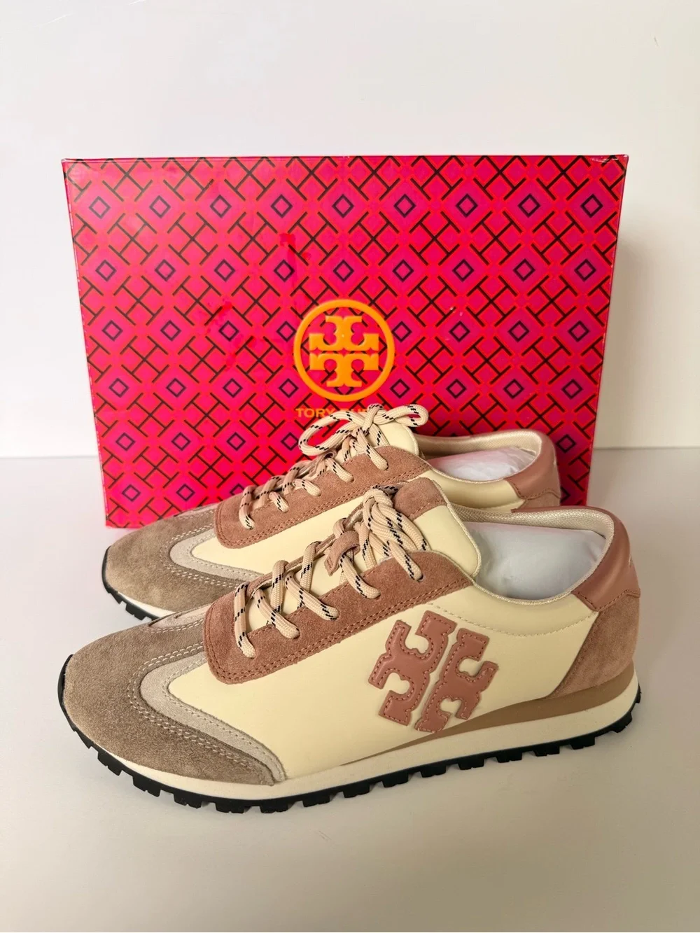 Tory Burch Vintage Nylon Sneakers Gressane Heroes Soft Malva Orzo Pink Moon SZ 7